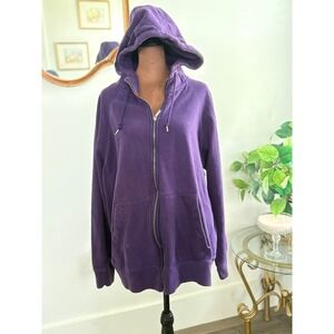 Vintage Russell Athletic Premium Fleece Purple Full Zip‎ Hoodie Men's XL